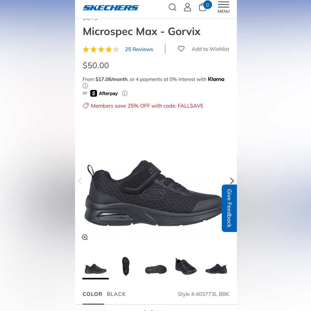 Skechers Black Microspec Max - Gorvix Big Kid Size 1.5 WIDE- excellent condition